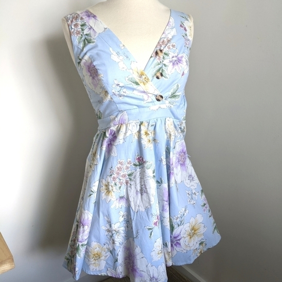 FRANCESCA'S Miami Blue A Line Floral Dress xxs nwt - Picture 5 of 11